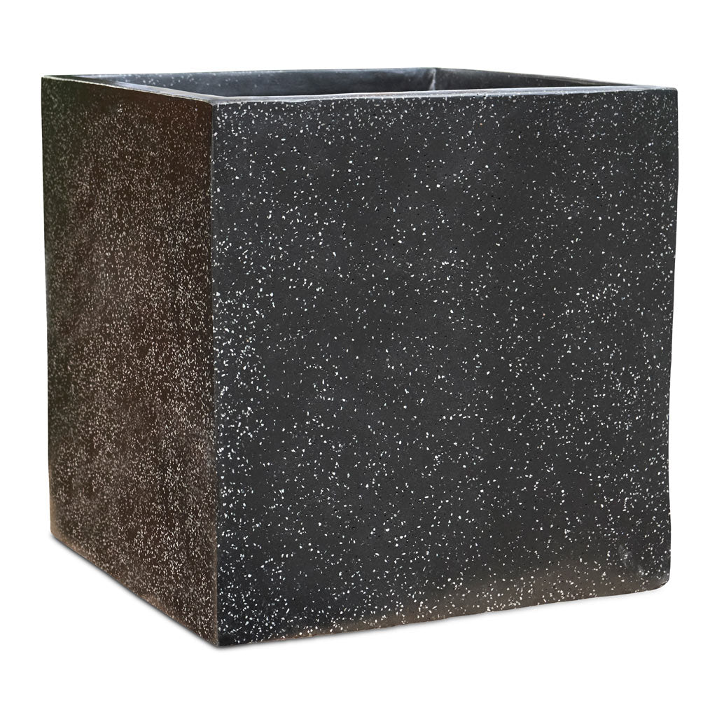 Terrazzo Cube Planter - Black Small