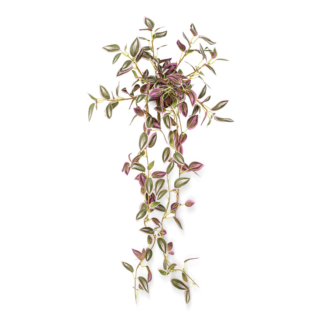 Tradescantia Hanging Bush Artificial Green Purple - 70cm