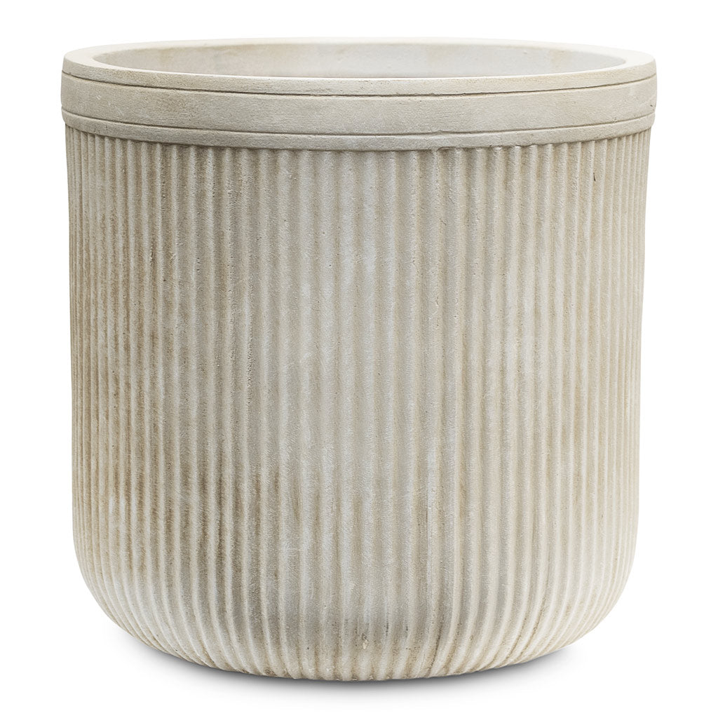 Vertical Rib Cylinder Planter Beige 30x31cm