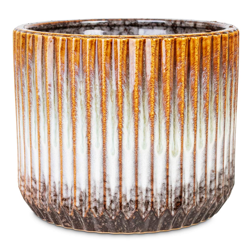 Willow Ribbed Pot Chocolate 19x15cm plant pot