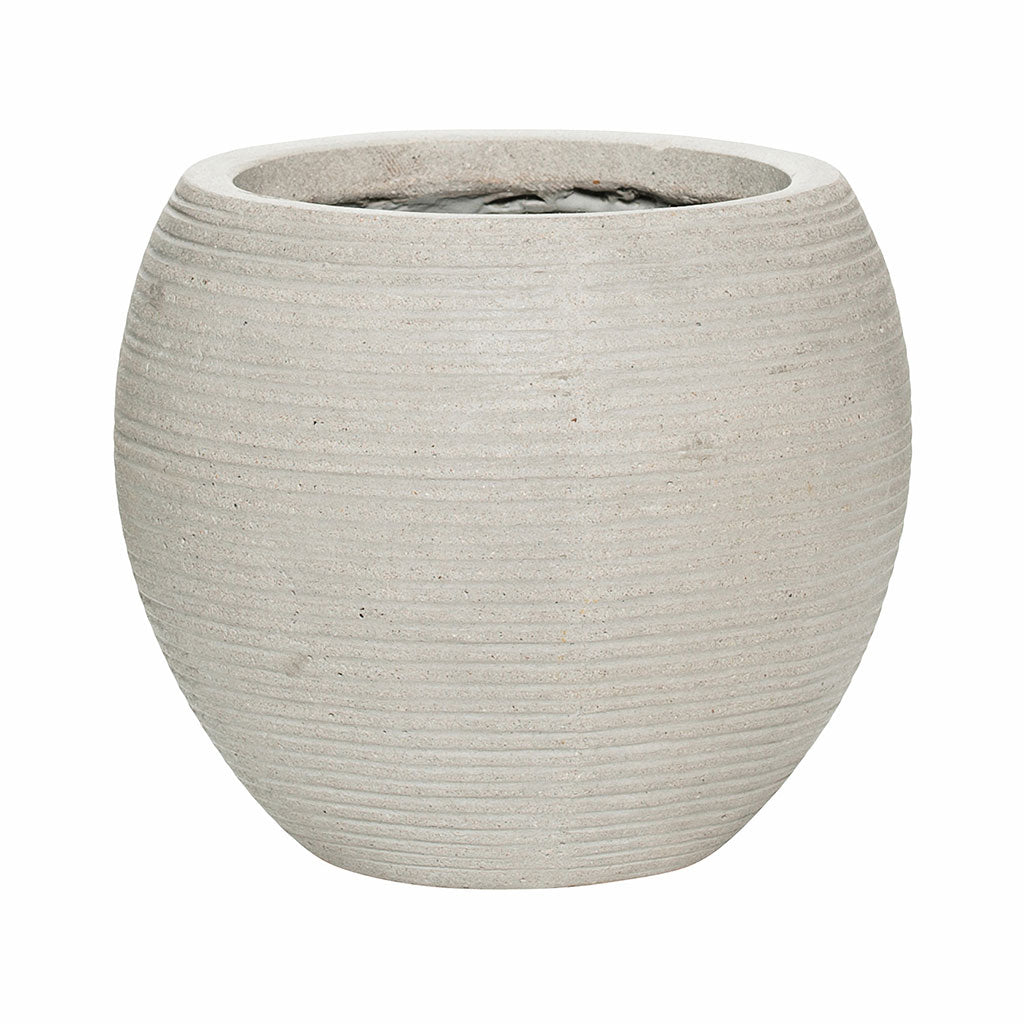 Abby Ball Plant Pot - Ridged Cement 23 x 20cm