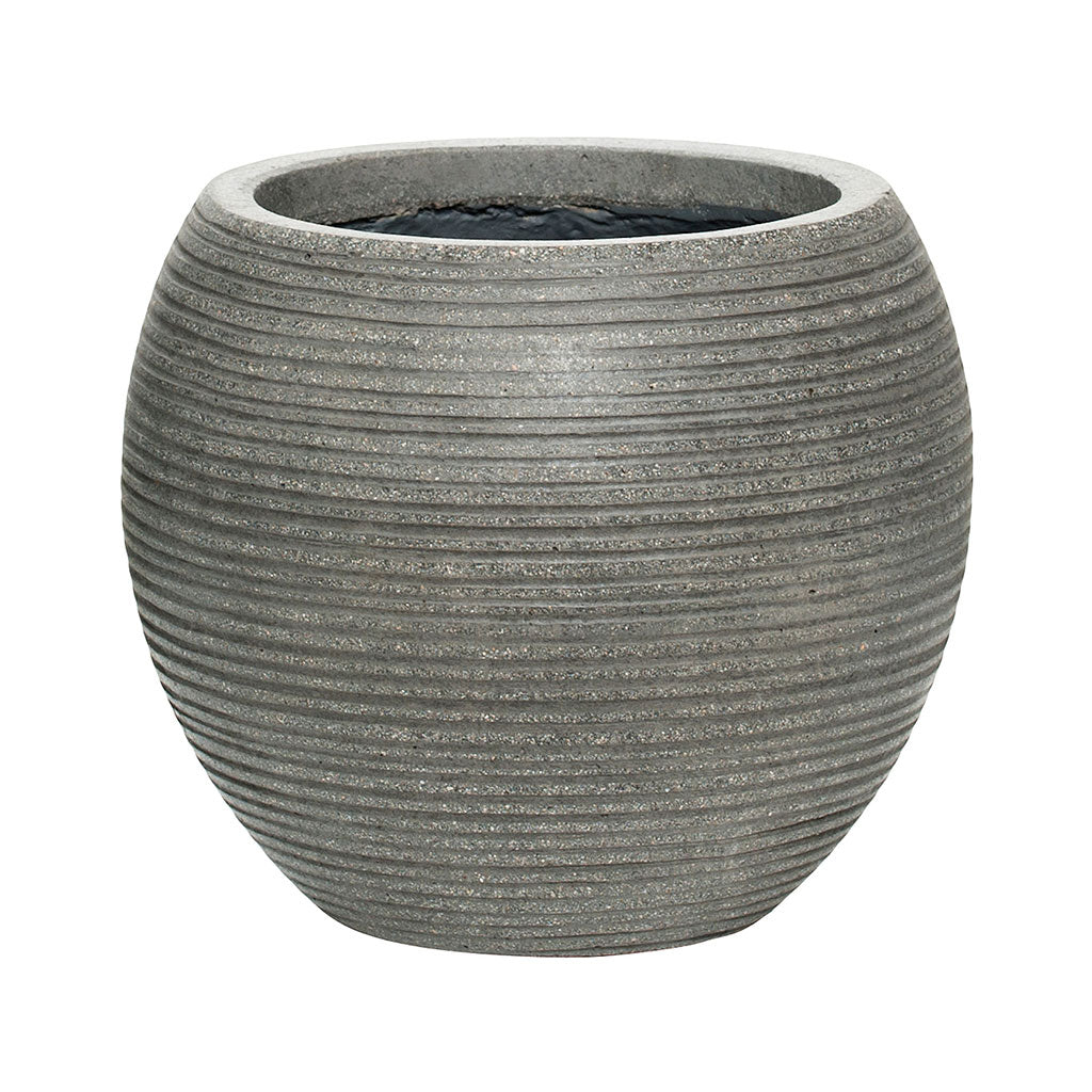 Abby Ball Plant Pot - Ridged Dark Grey 23 x 20cm
