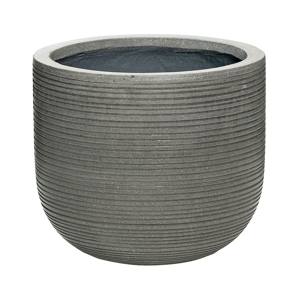 Dice Plant Pot - Ridged Dark Grey 35 x 31cm