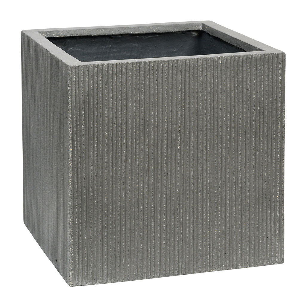 Block Planter - Ridged Dark Grey 50cm