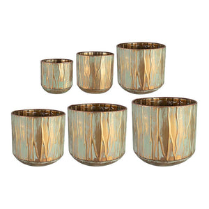 Caro Metal Plant Pots - Set of 5 - Copper Green