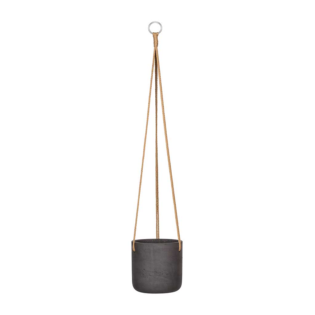 Charlie Hanging Plant Pot - Black Washed - Medium