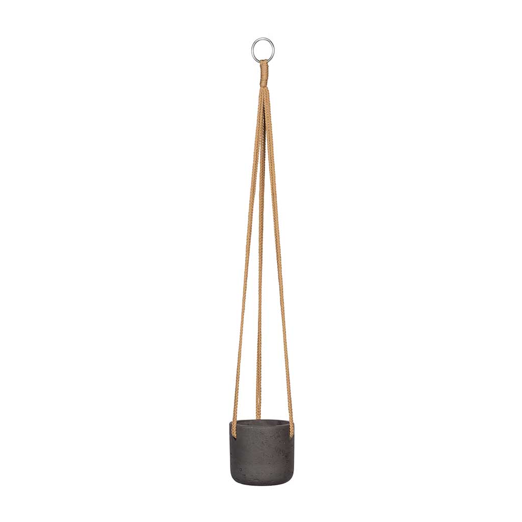 Charlie Hanging Plant Pot - Black Washed - Small
