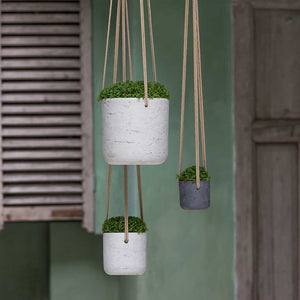 Charlie Hanging Plant Pot - Grey Washed - Houseplants