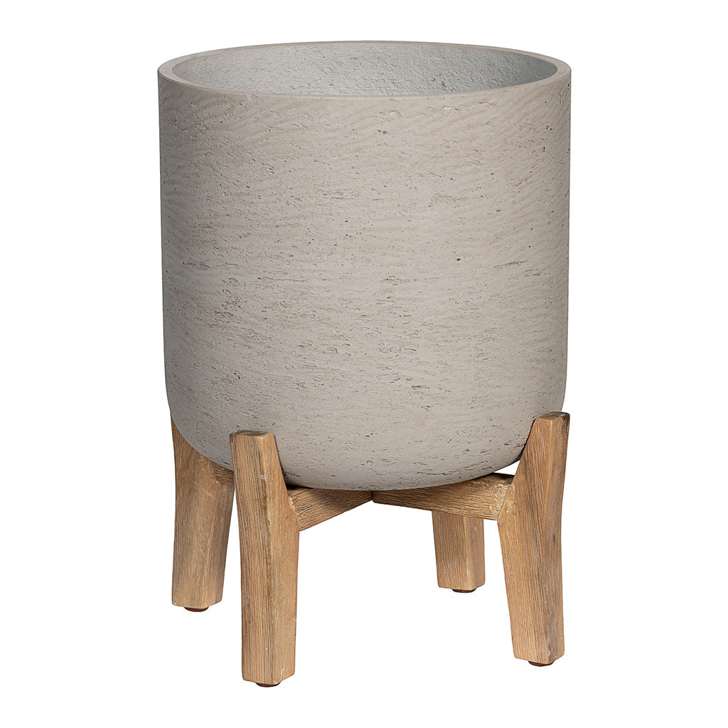 Charlie Plant Pot Low Stand Grey Washed