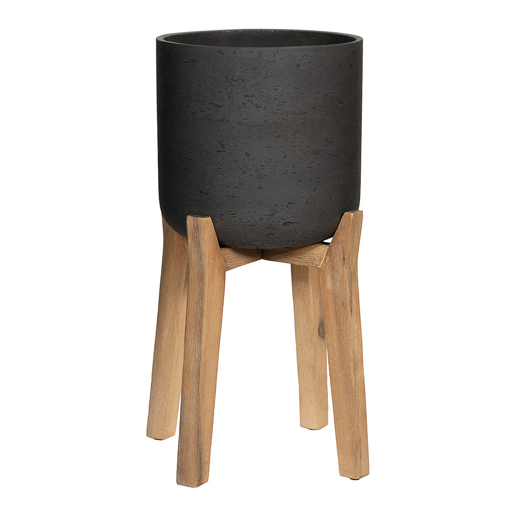 Charlie Plant Pot Tall Stand Black Washed
