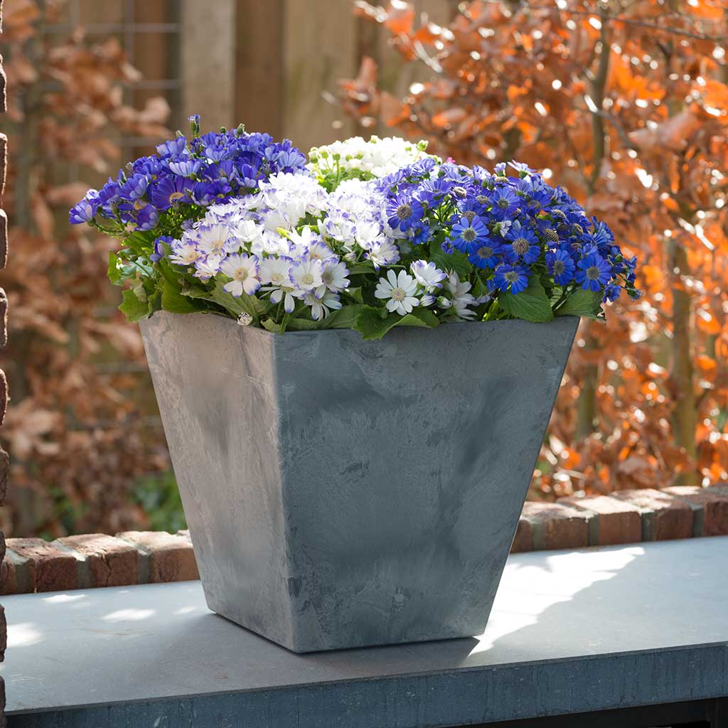 Ella Artstone Outdoor Plant Pot - Grey - Planter with Flowers