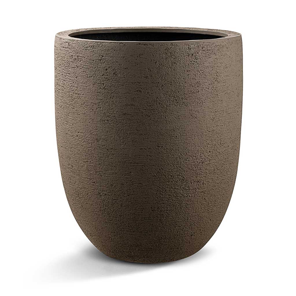 Grigio Tall Egg Pot Planter - Structured Light Brown