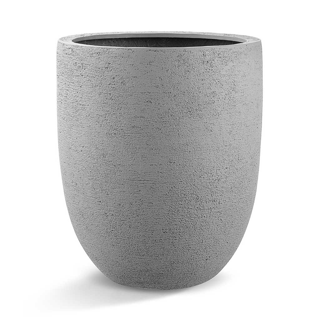 Grigio Tall Egg Pot Planter - Structured Light Grey
