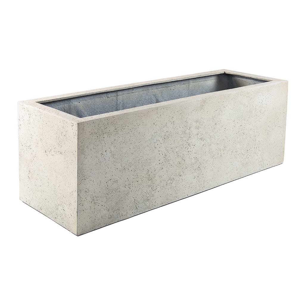 Grigio Trough Planter - Antique White Concrete - Large
