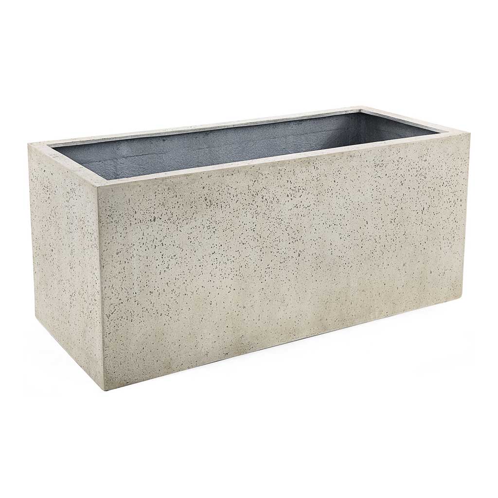 Grigio Trough Planter - Antique White Concrete - Medium