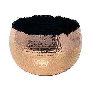 Hammered Houseplant Bowl - Copper with Black 19cm