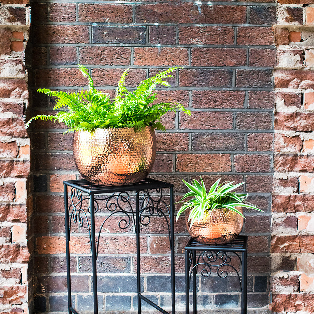 copper plant pots uk Hammered Bowl - Copper with Black - Quality Plant Pots | Hortology