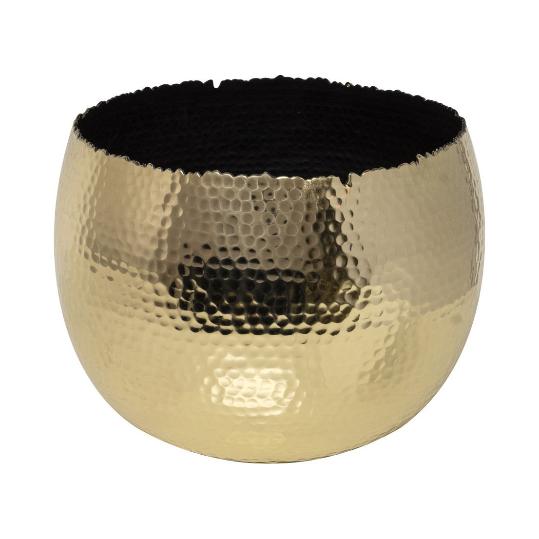 Hammered Houseplant Bowl - Gold with Black 30cm
