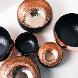 Hammered Houseplant Bowls - Black Copper