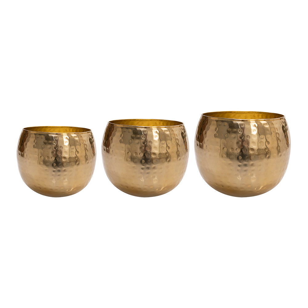 Kody Metal Plant Pots - Set of 3 - Large - Gold | Hortology - HORTOLOGY