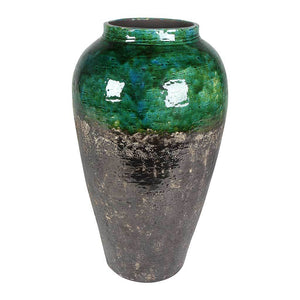 Lindy Bottle Plant Vase - Black Green
