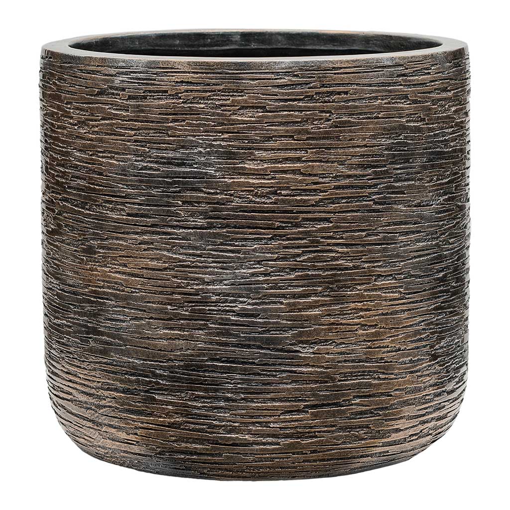 Luxe Lite Wrinkle Cylinder Planter Bronze Large