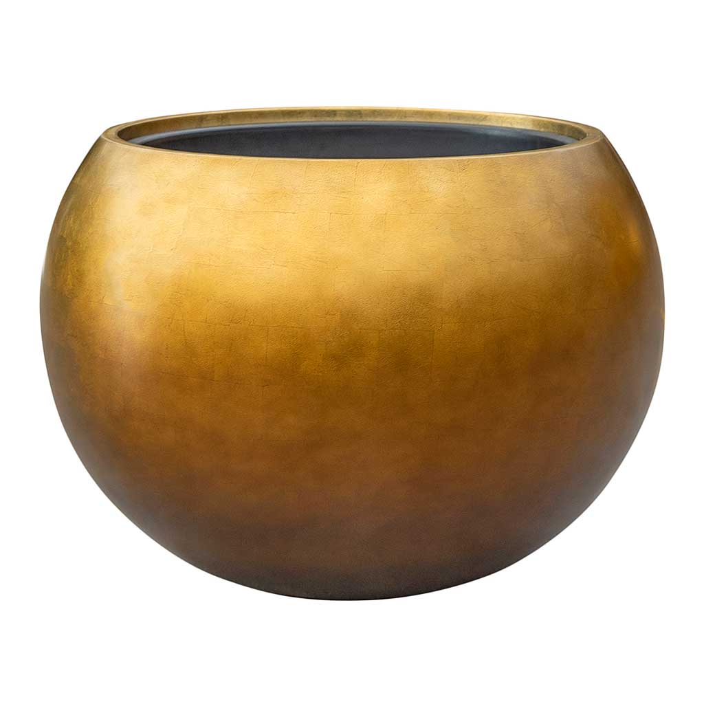 Metallic Globe Plant Pot - Matt Honey - Quality Planters | Hortology ...