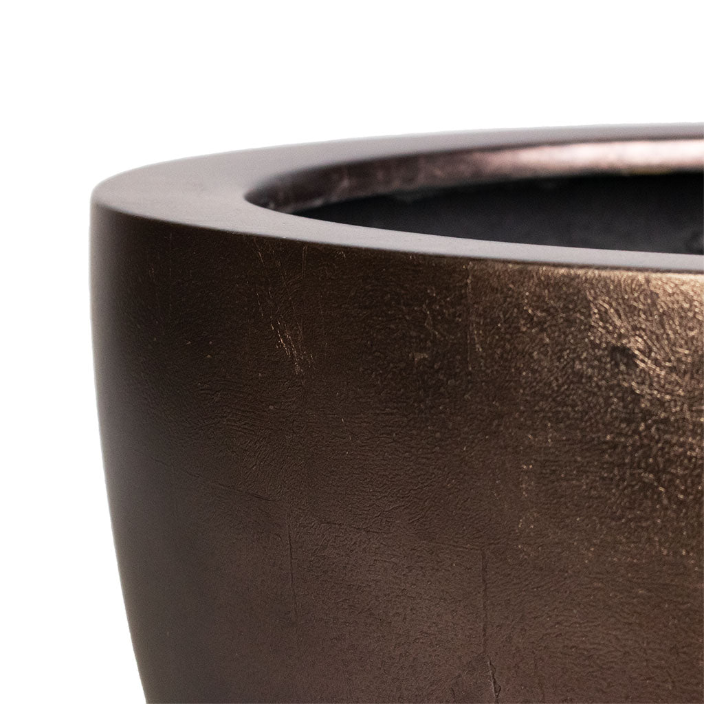 Metallic Globe Plant Pot - Matt Coffee Edge