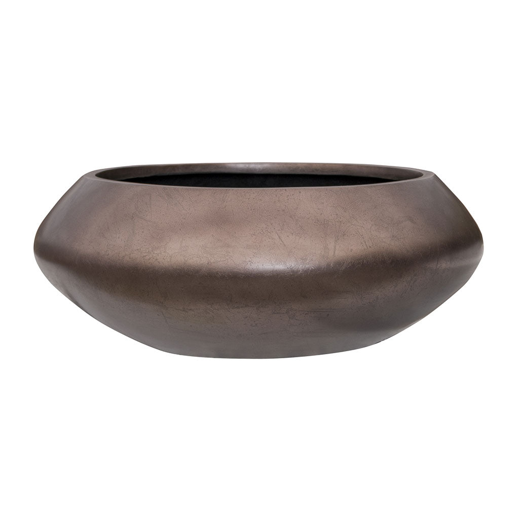 Metallic UFO Plant Bowl - Matt Coffee Small
