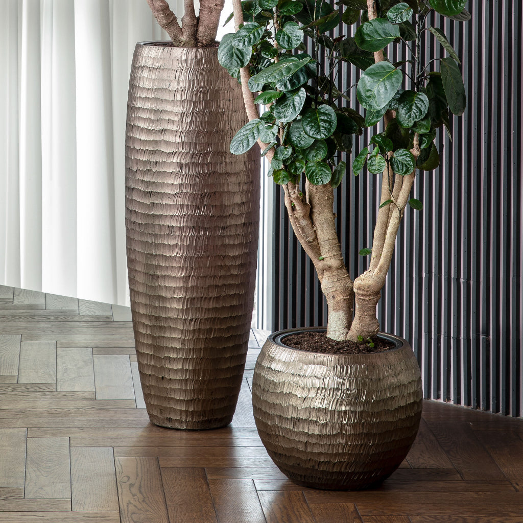 Opus Hammered Globe Planter - Gold