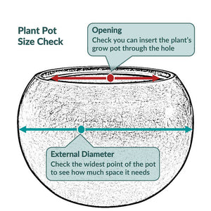 Noor Plant Pot - Metallic Grey Size Check