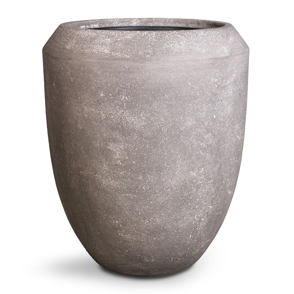 Polystone Coated Plain Coppa Planter - Raw Grey
