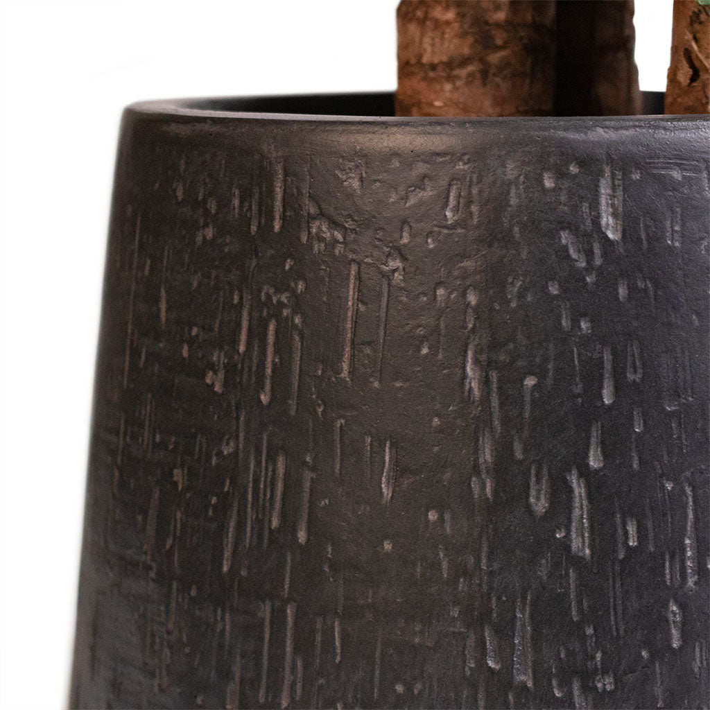 Raindrop Tube Round Planter - Anthracite - Close Up