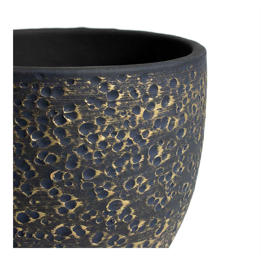Rinca Plant Pot - Shiny Black Texture