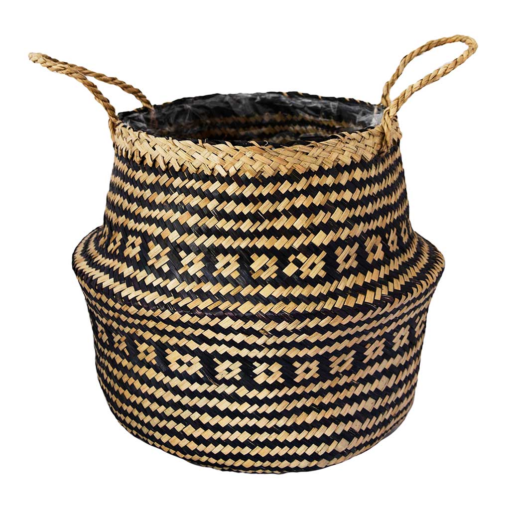 Seagrass Tribal Basket - Black Lined