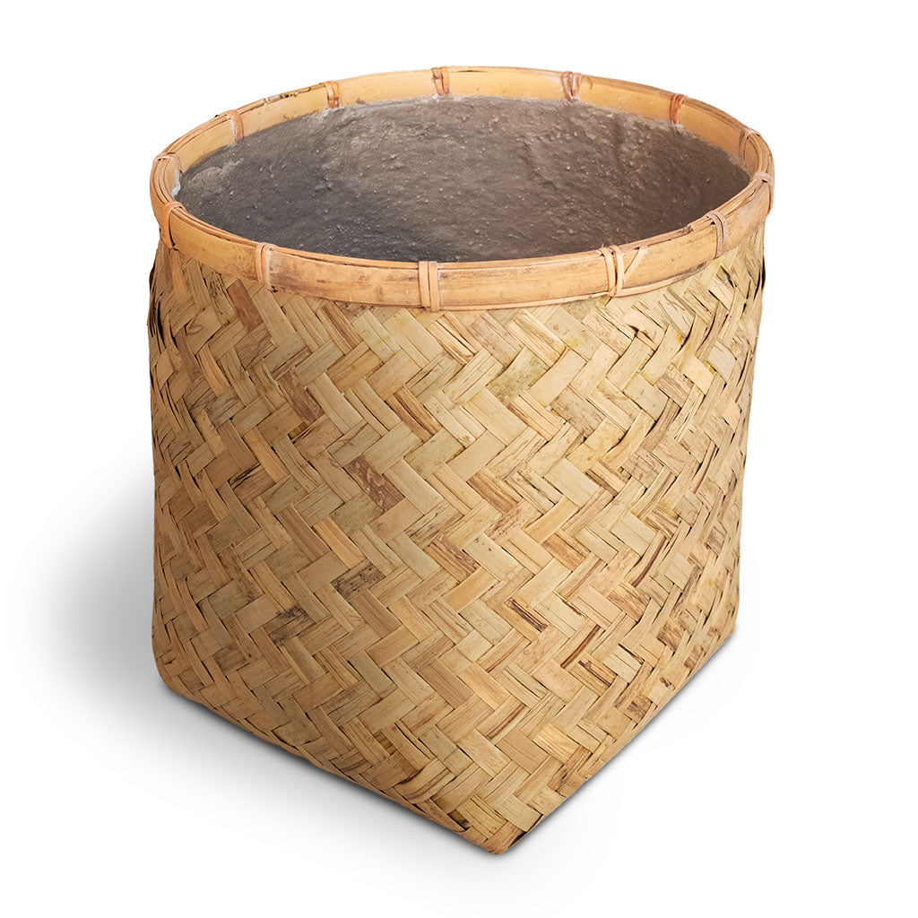 Bamboo and Woven Rattan Rectangular Long Planter